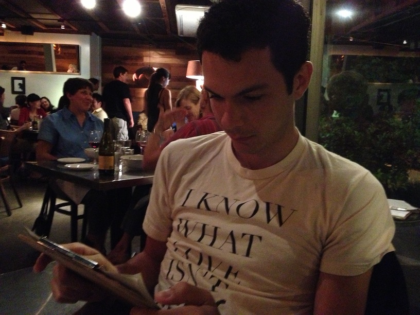rian ordering food at a restaurant in 2013